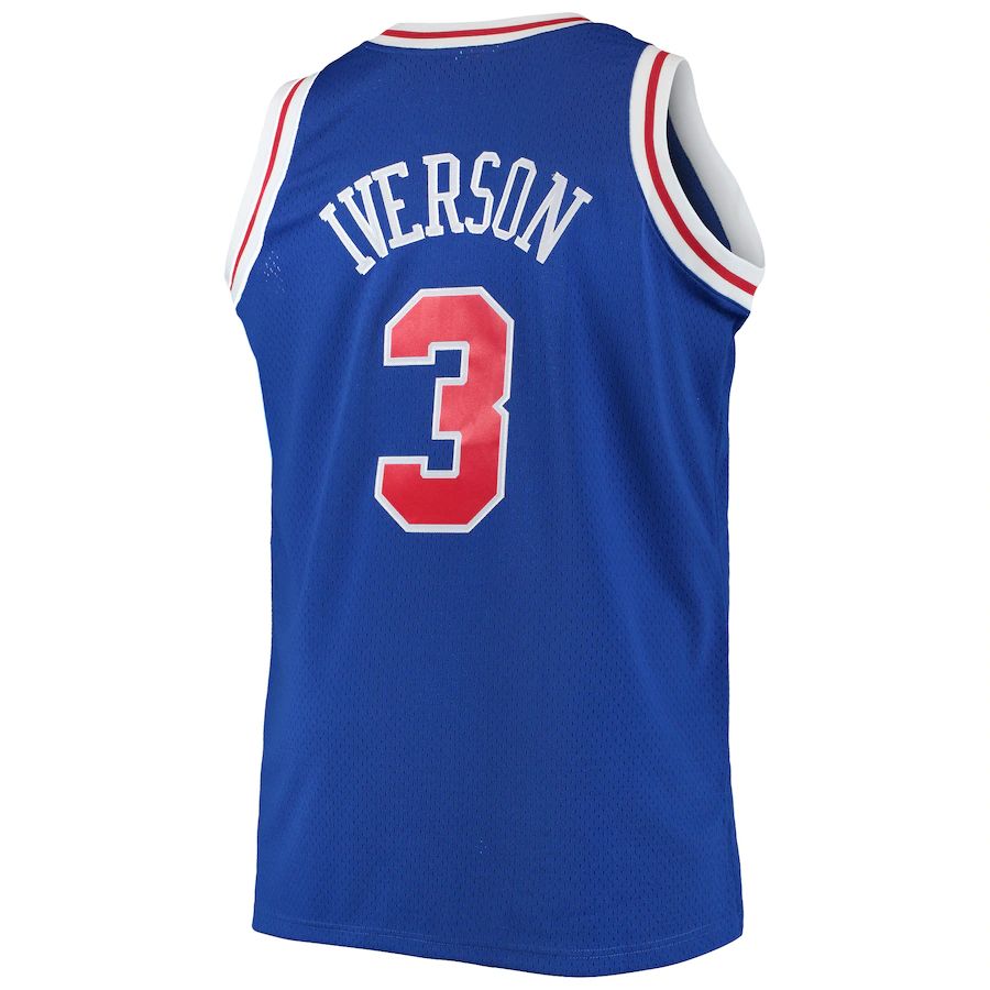 PH.76ers #3 Allen Iverson  Big & Tall Hardwood Classics Swingman Jersey Royal Stitched American Basketball Jersey