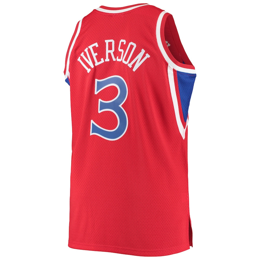 PH.76ers #3 Allen Iverson  Big & Tall Hardwood Classics Swingman Player Jersey Red Stitched American Basketball Jersey