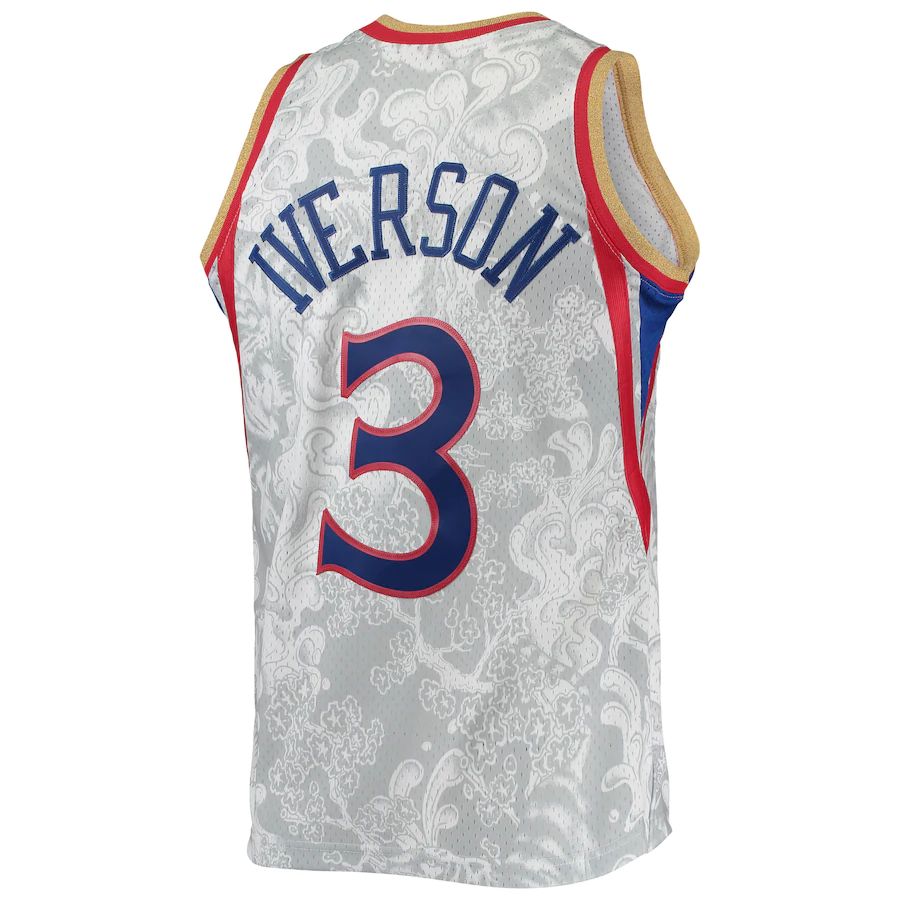 PH.76ers #3 Allen Iverson  Hardwood Classics 1996-97 Lunar New Year Swingman Jersey White Stitched American Basketball Jersey