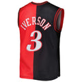 PH.76ers #3 Allen Iverson  Hardwood Classics 2000-01 Split Swingman Jersey BlackRed Stitched American Basketball Jersey