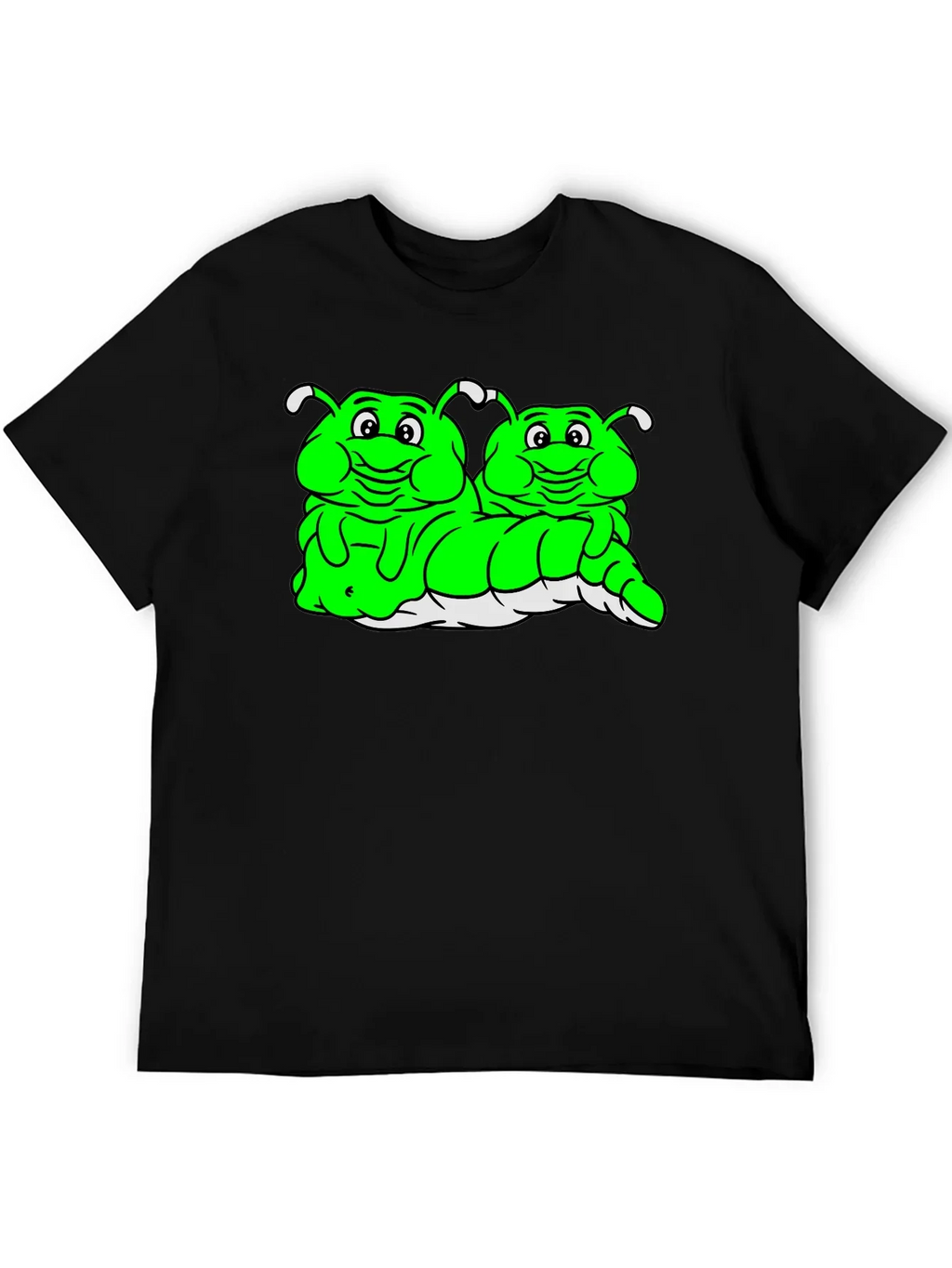 Cartoon Caterpillar Black T-Shirt