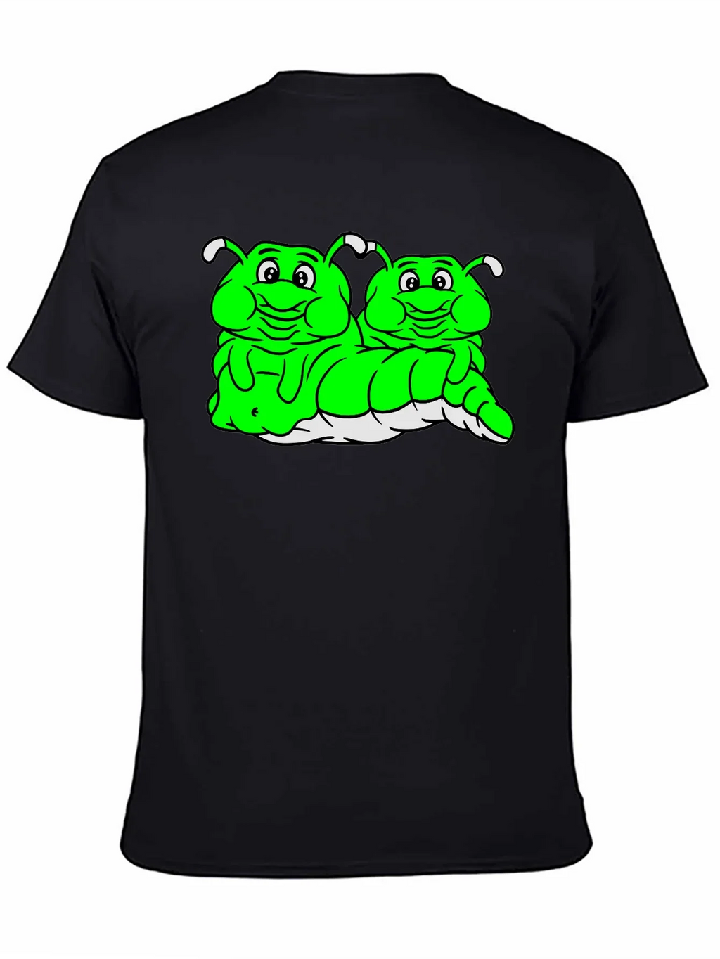 Cartoon Caterpillar Black T-Shirt