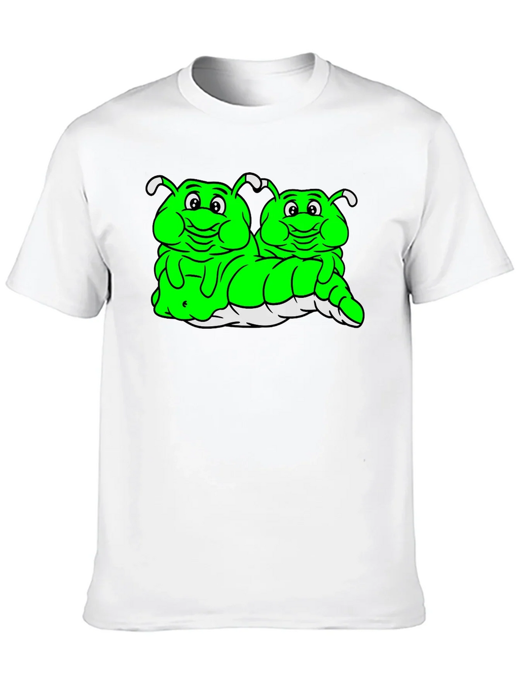 Cartoon Caterpillar Black T-Shirt