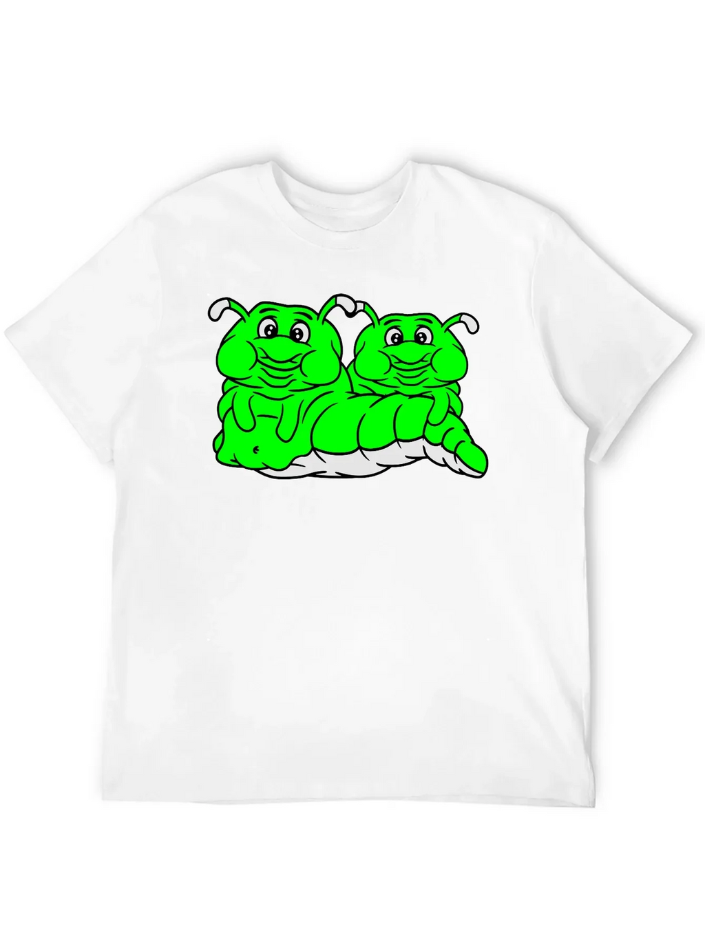 Cartoon Caterpillar Black T-Shirt