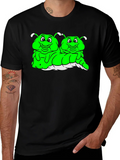 Cartoon Caterpillar Black T-Shirt