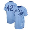 Chicago Cubs #42 Bruce Sutter  Road 1976 Cooperstown Collection Authentic Jersey - Light Blue Baseball Jerseys