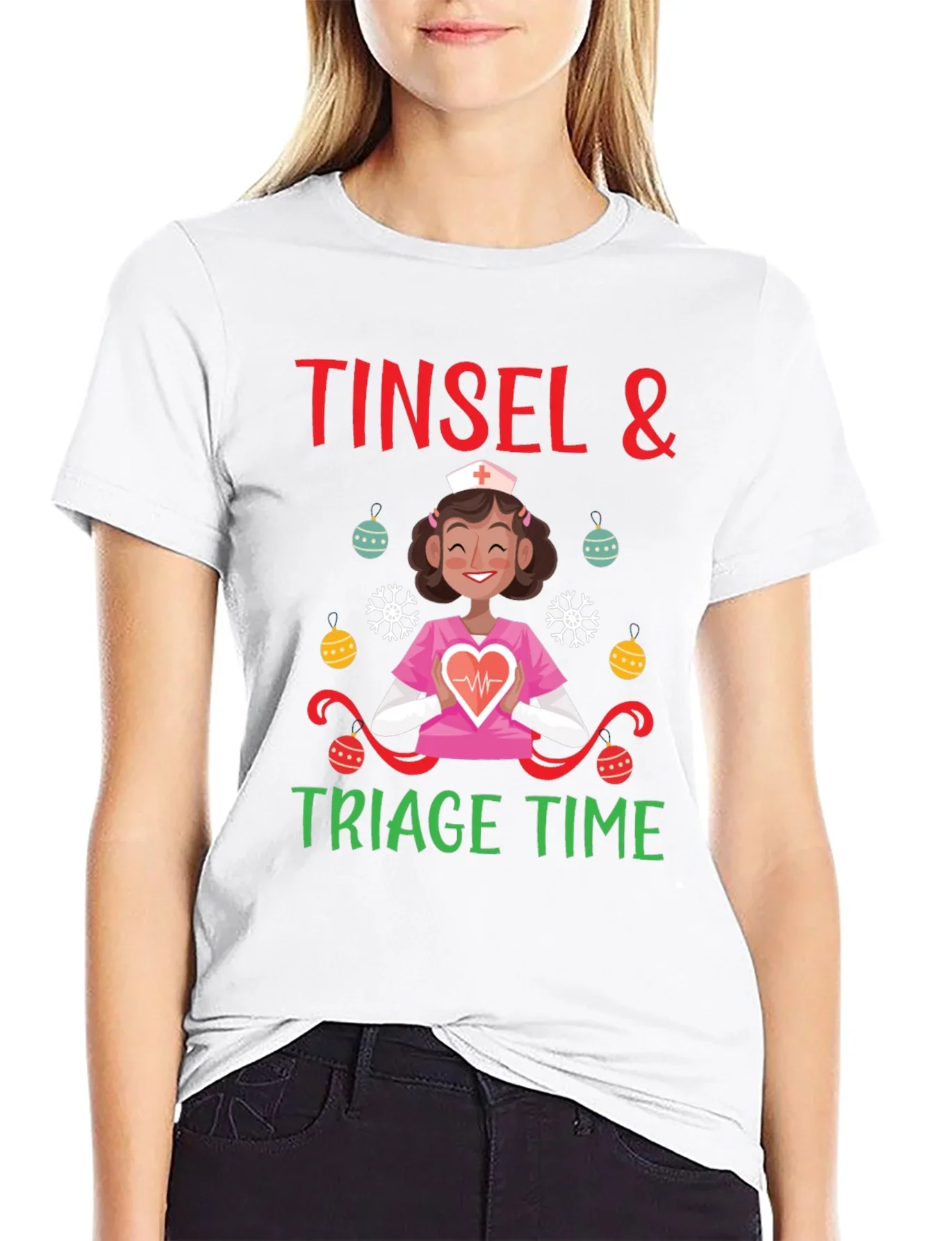 Tinsel & Triage Time Holiday Nurse T-Shirt