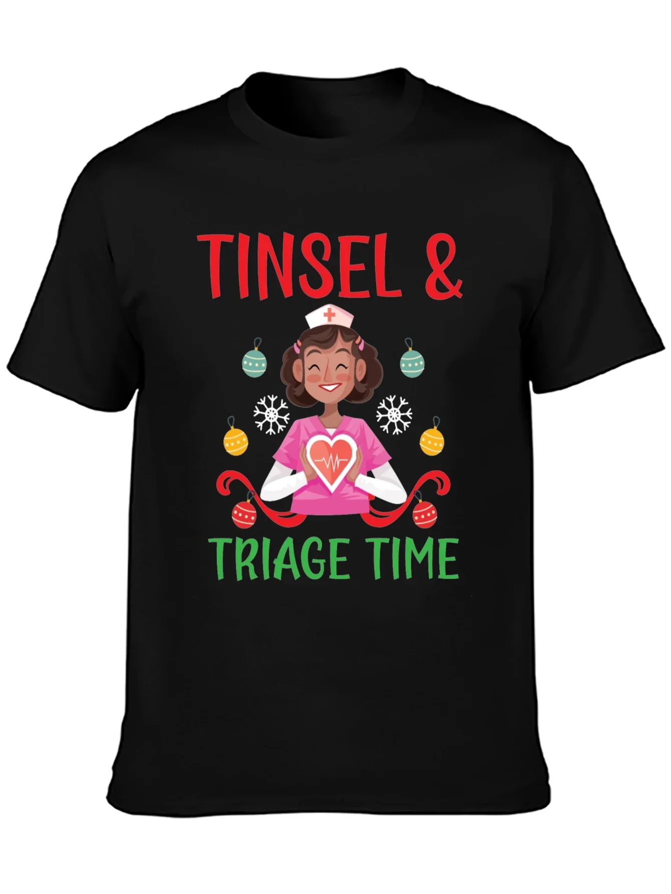 Tinsel & Triage Time Holiday Nurse T-Shirt