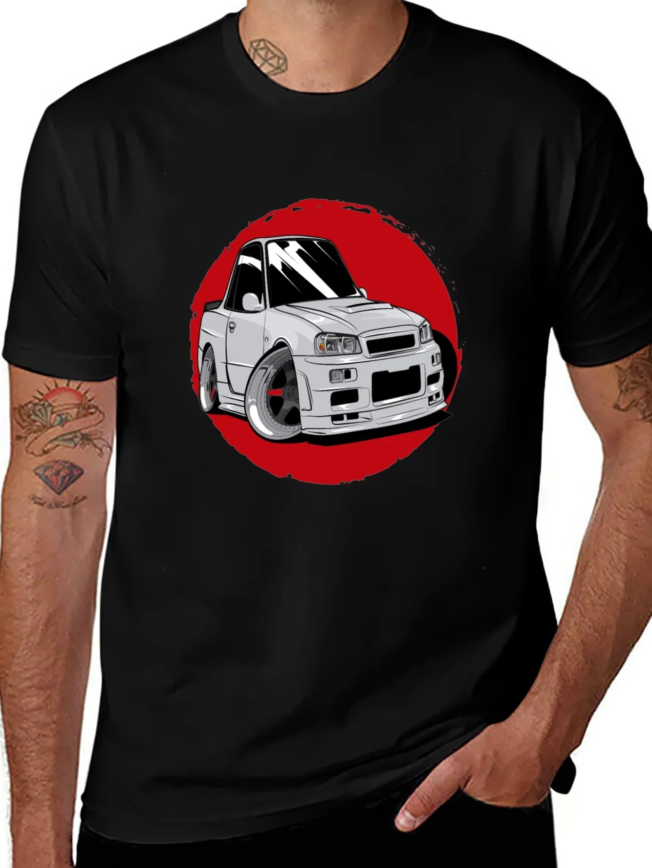 Car Graphic Tee - Red Circle Design