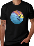 Surfer Graphic Tee - Black Cotton Blend T-Shirt