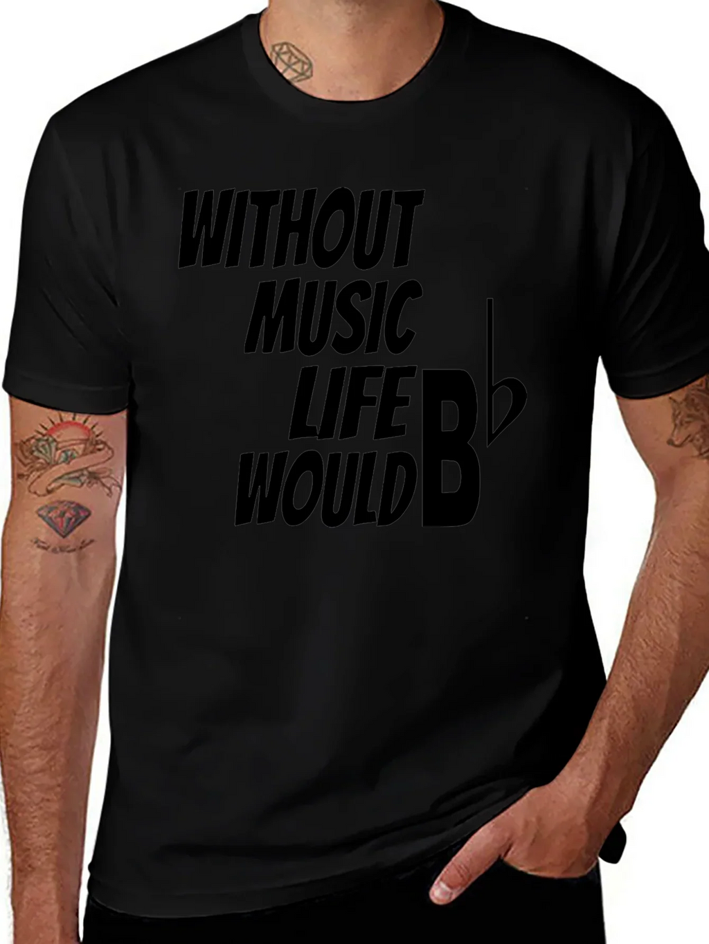 Without Music Life Would B Flat Funny Musician T-Shirt