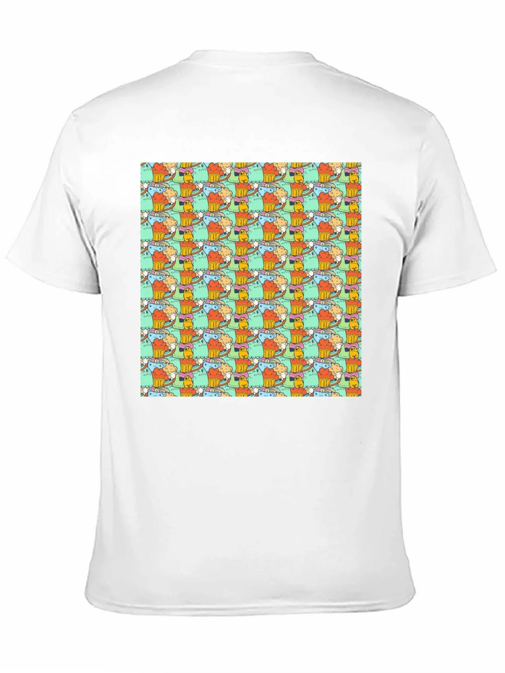Fun Cartoon Character Pattern Black T-Shirt