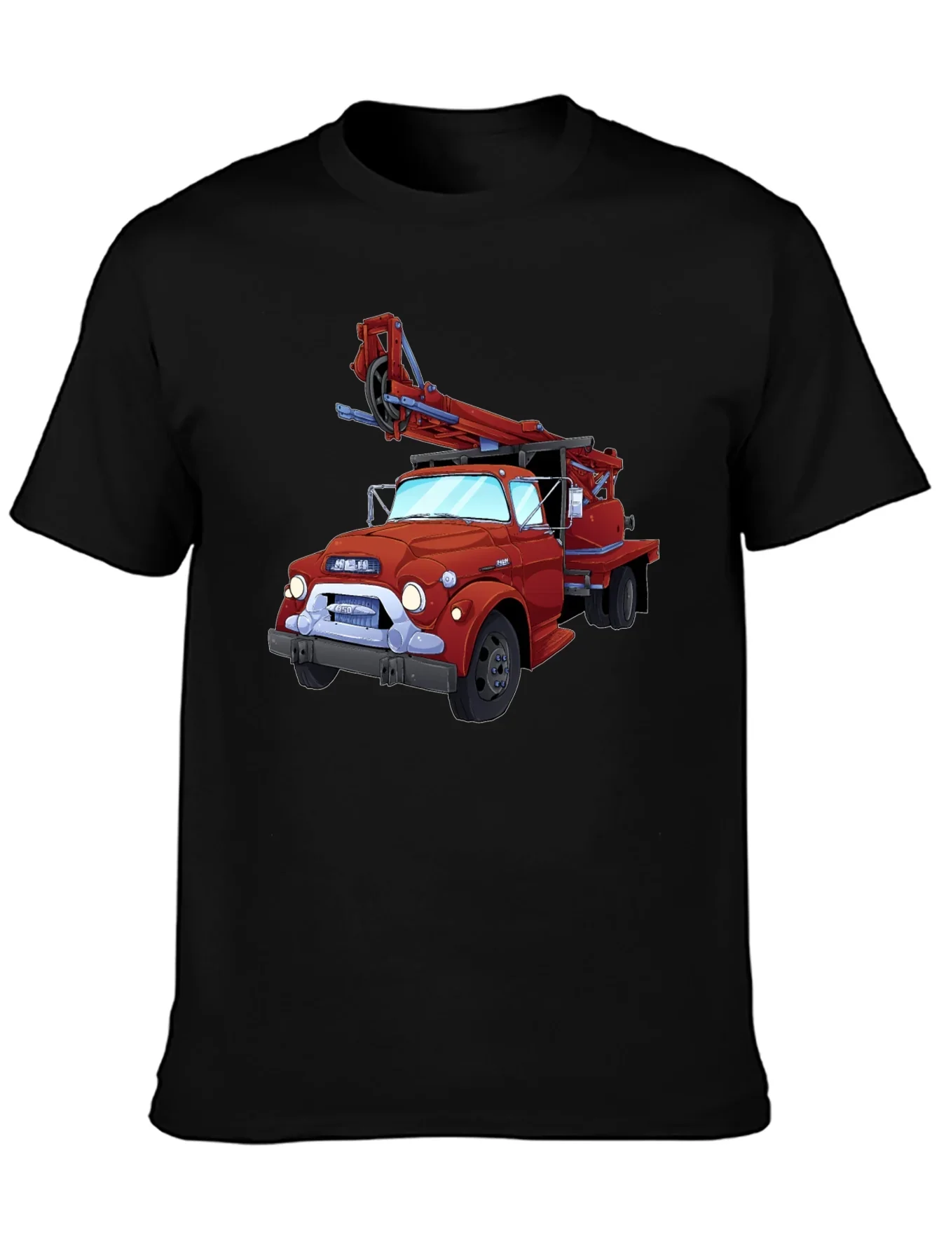 Cartoon Fire Truck Graphic T-Shirt - Classic Style