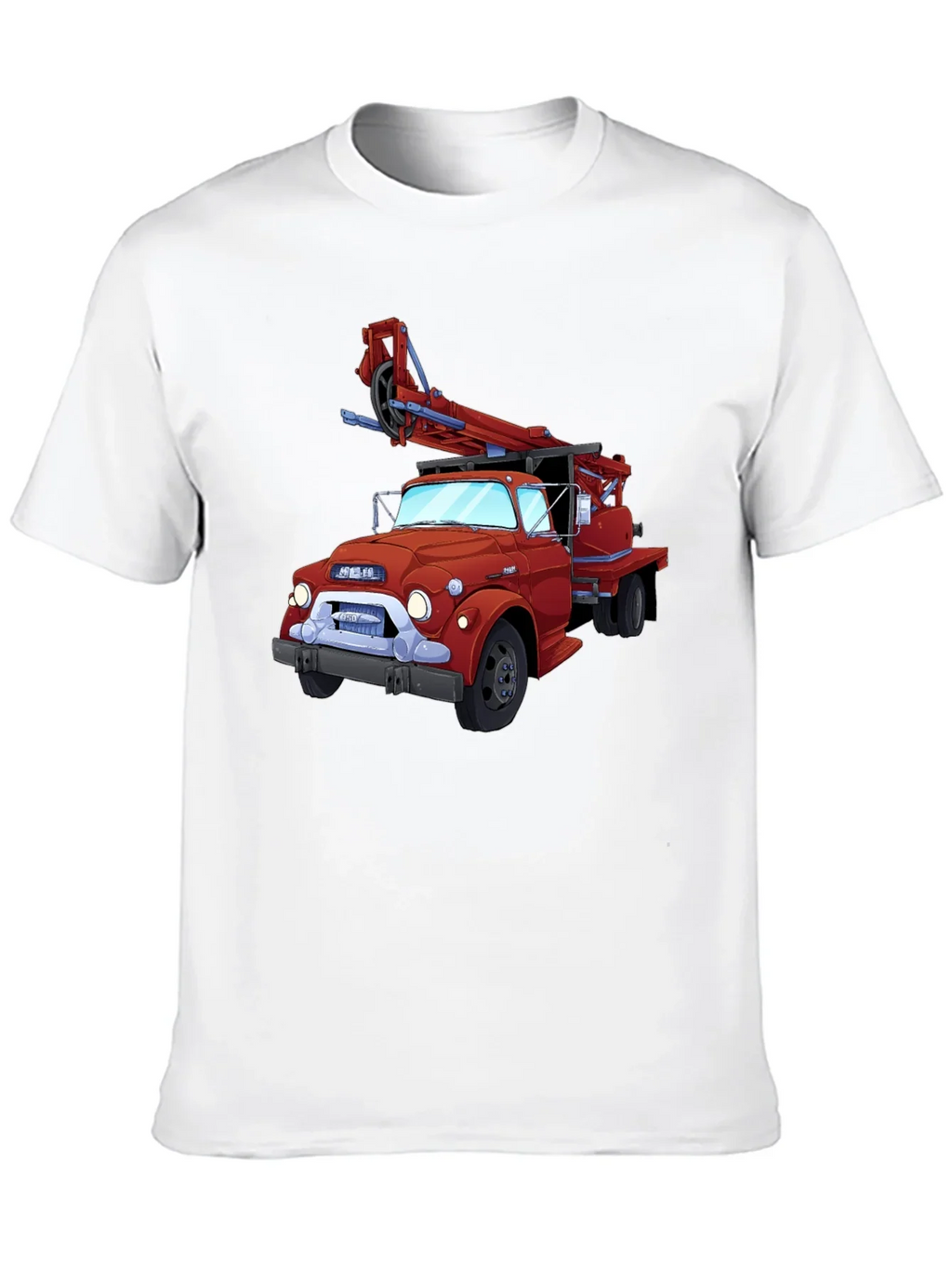 Cartoon Fire Truck Graphic T-Shirt - Classic Style
