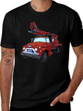 Cartoon Fire Truck Graphic T-Shirt - Classic Style