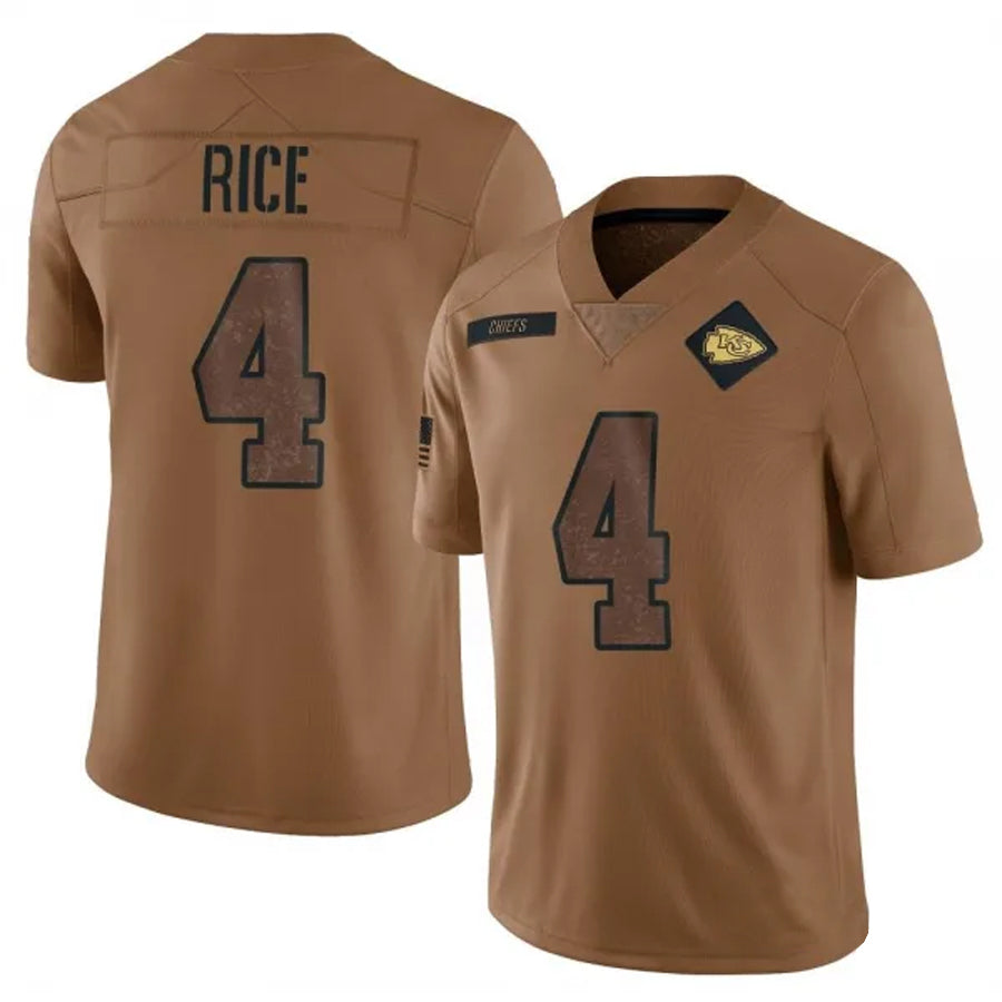 KC.Chiefs #4 Rashee Rice Player Brown Salute To Service Limited Football Jerseys