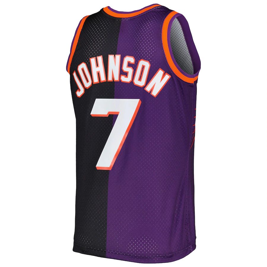 P.Suns #7 Kevin Johnson  Hardwood Classics 1996-97 Split Swingman Jersey Purple-Black Stitched American Basketball Jersey