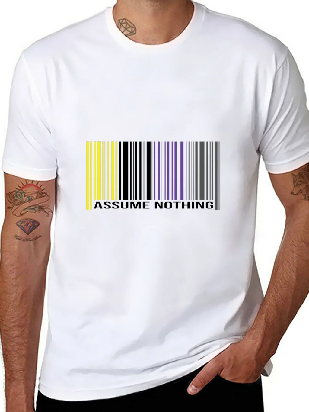 Assume Nothing Barcode Graphic T-Shirt