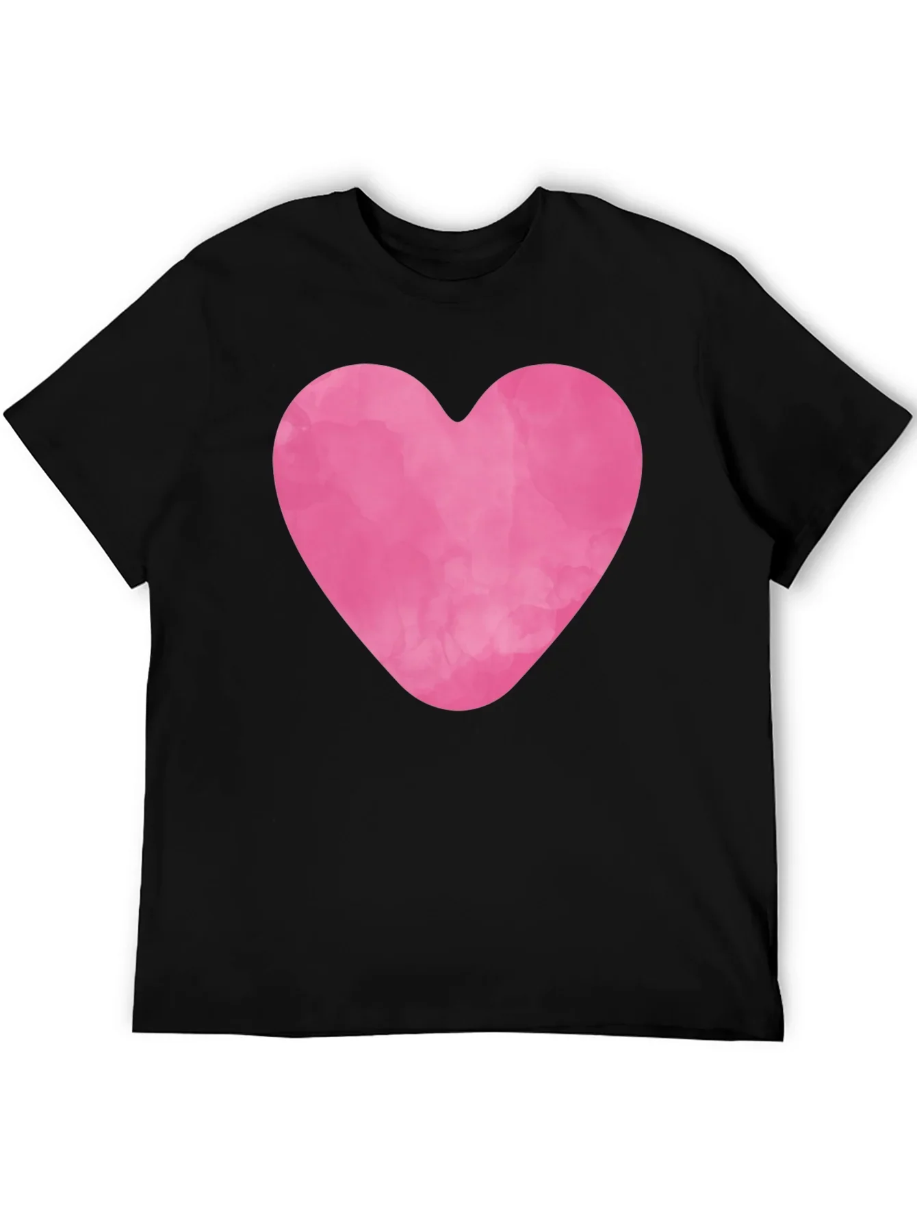 Pink Heart Graphic Black Tee