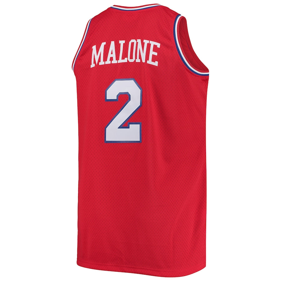PH.76ers #2 Moses Malone  Big & Tall Hardwood Classics Jersey Red Stitched American Basketball Jersey