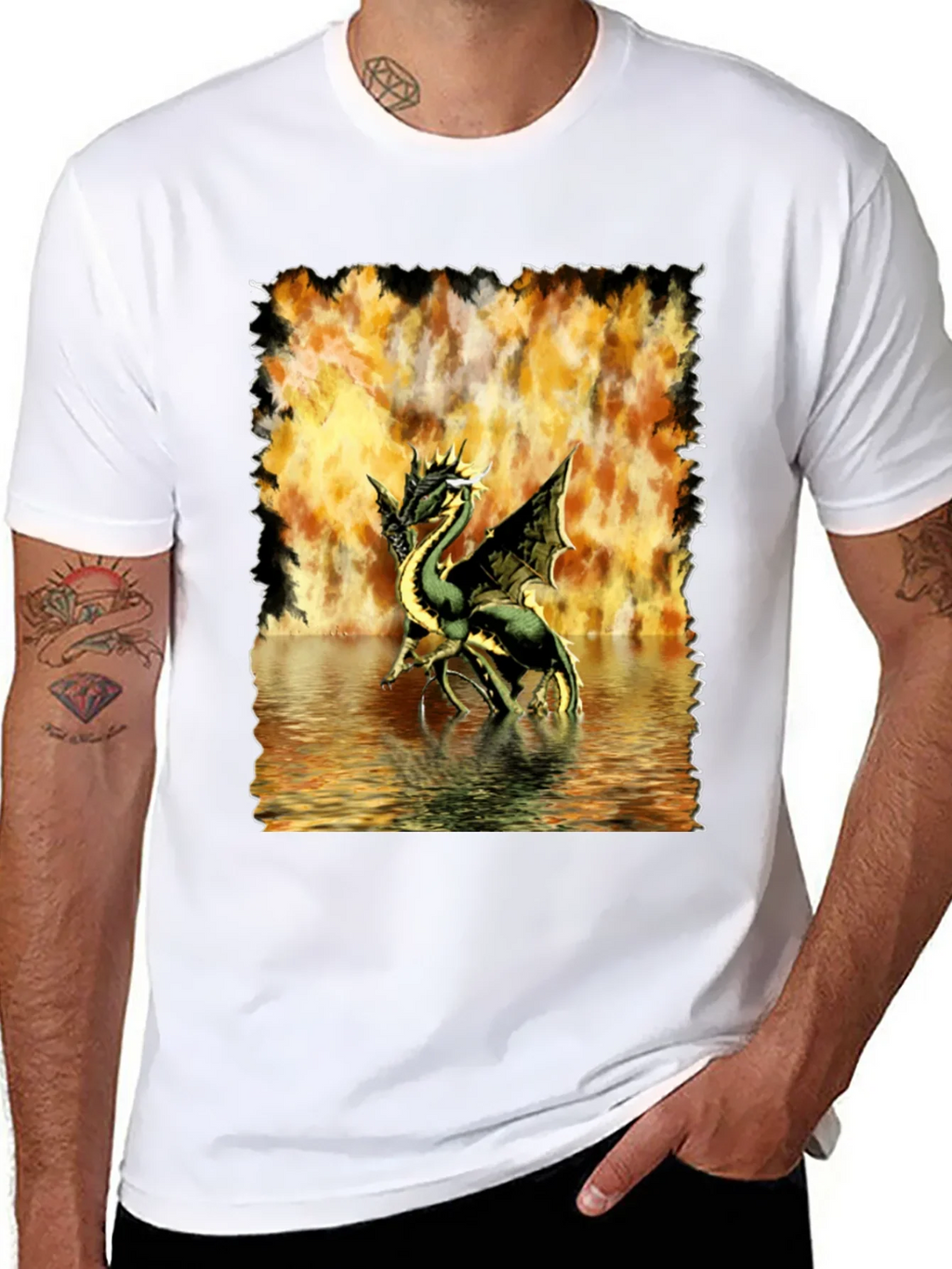 Dragon T-Shirt: Fire & Water Graphic Tee
