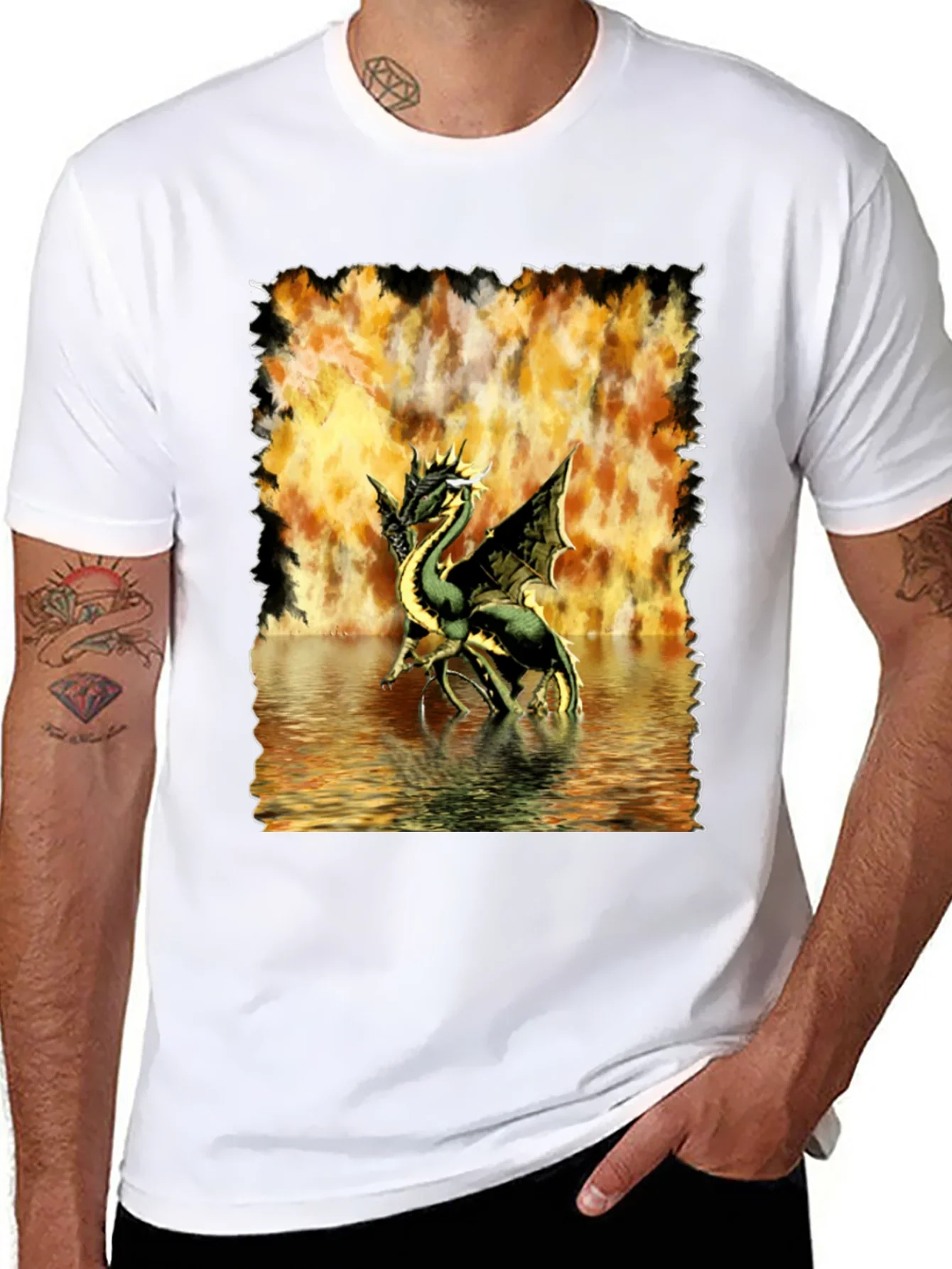 Dragon T-Shirt: Fire & Water Graphic Tee