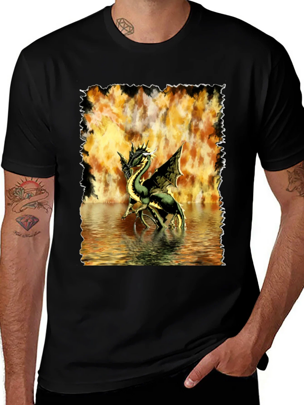 Dragon T-Shirt: Fire & Water Graphic Tee