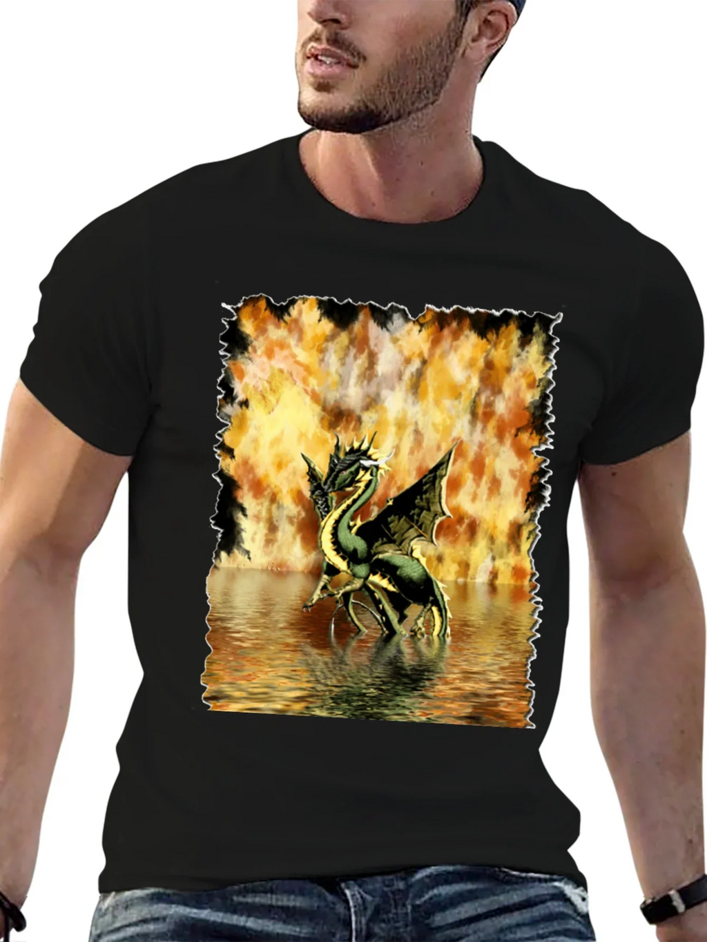Dragon T-Shirt: Fire & Water Graphic Tee