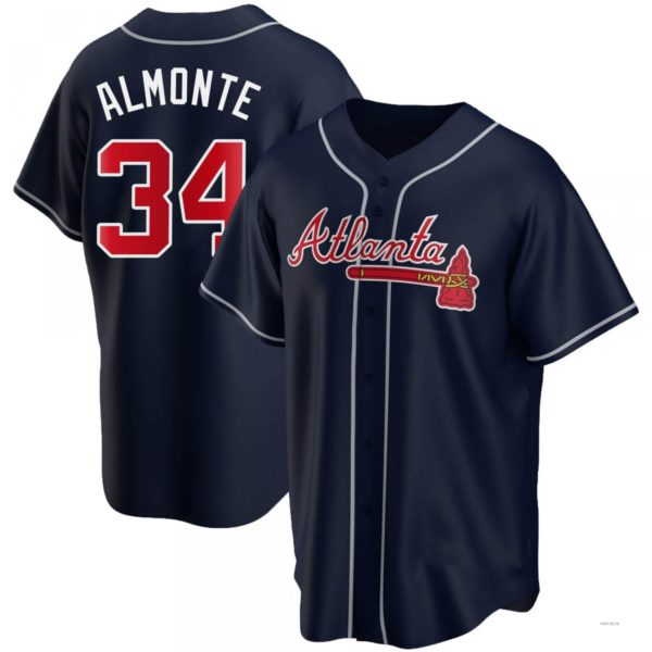Atlanta Braves #34 Abcneam Almonte Navy Alternate Jersey Stitches Baseball Jerseys