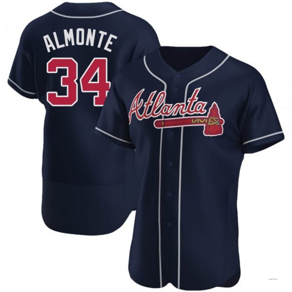 Atlanta Braves #34 Abcneam Almonte Navy Alternate Jersey Stitches Baseball Jerseys