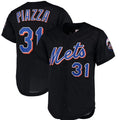 New York Mets #31 Mike Piazza Black  Cooperstown Collection Mesh Batting Practice Button-Up Jersey Baseball Jerseys