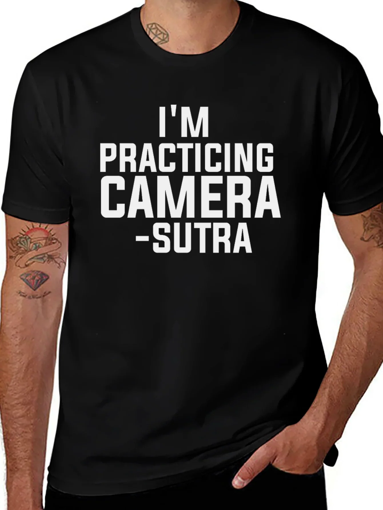 Im Practicing Camera-Sutra Black Graphic Tee