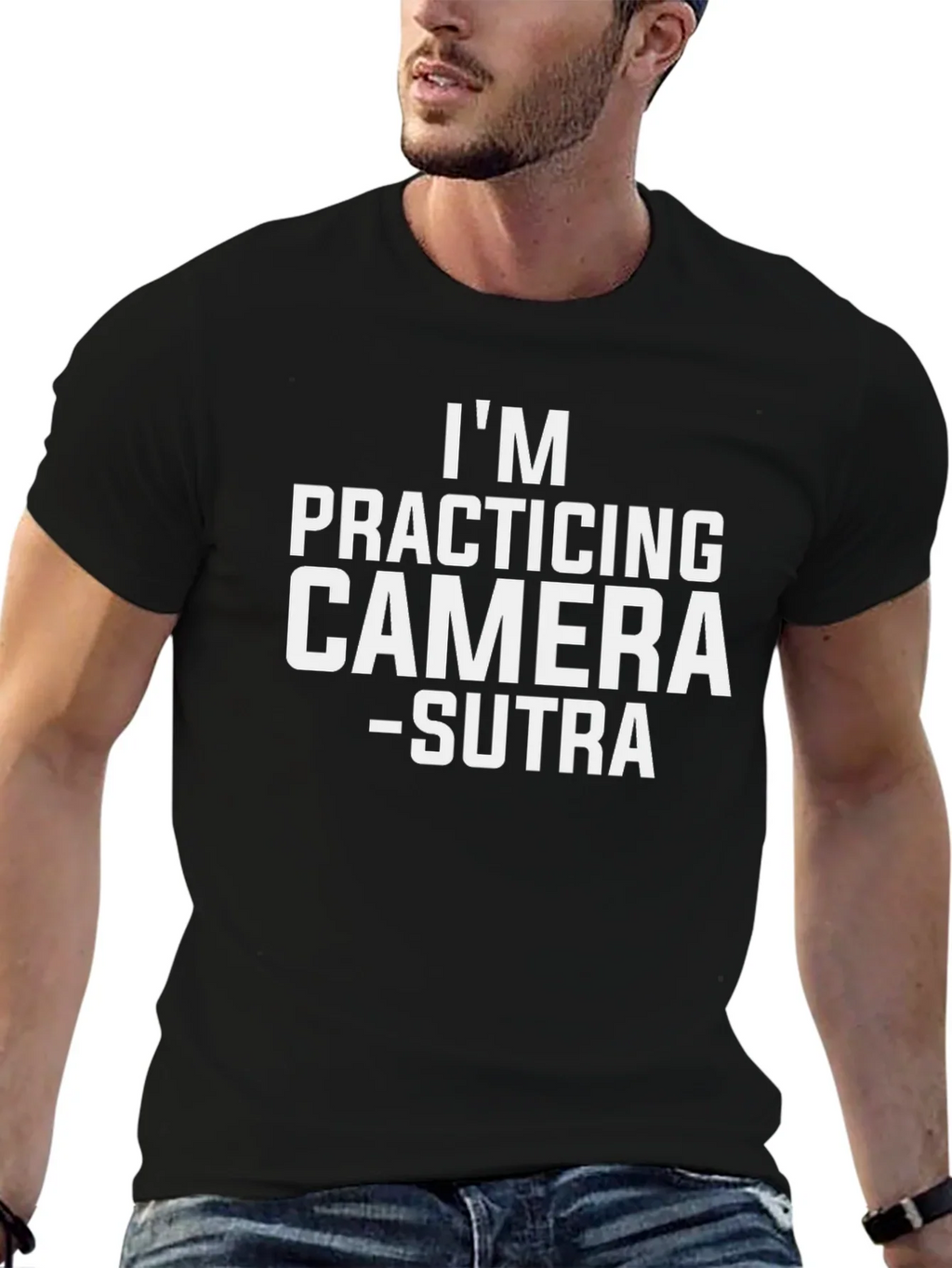 Im Practicing Camera-Sutra Black Graphic Tee
