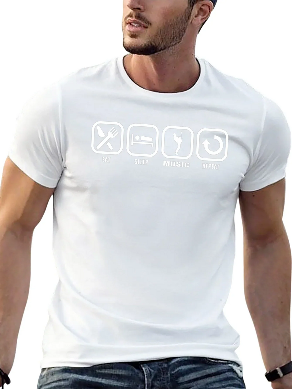 Eat Sleep Music Repeat Black T-Shirt