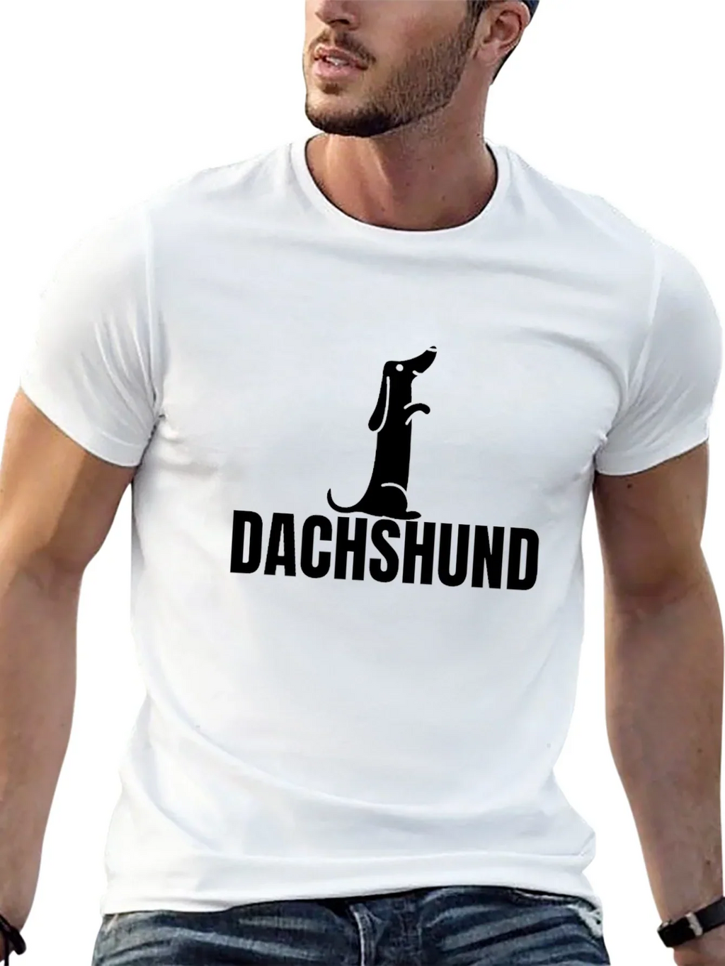 Dachshund Dog Silhouette Black T-Shirt