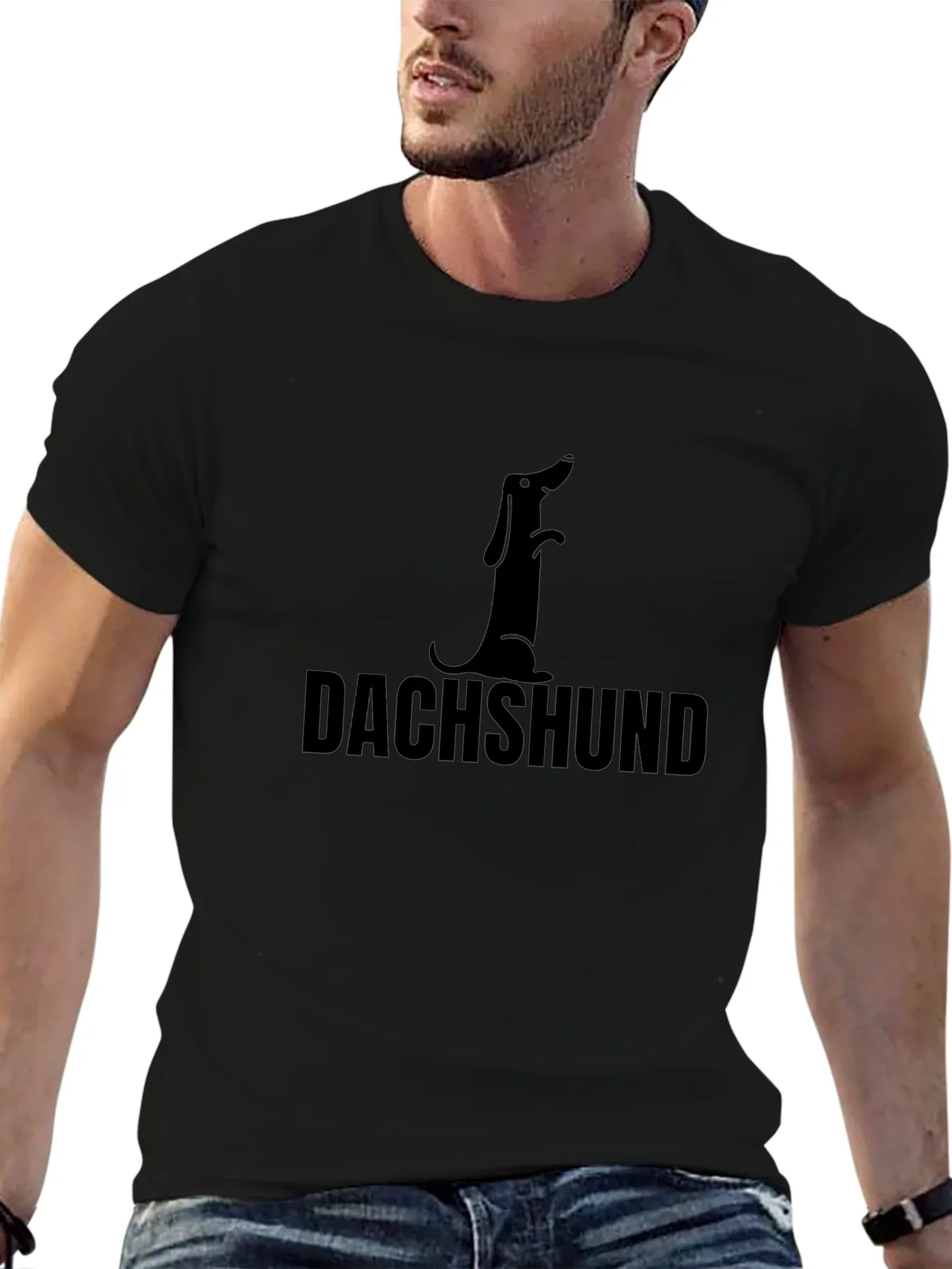 Dachshund Dog Silhouette Black T-Shirt