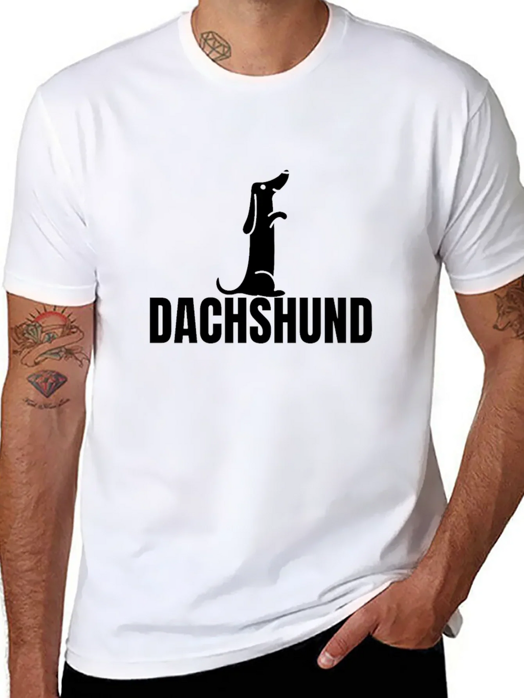Dachshund Dog Silhouette Black T-Shirt