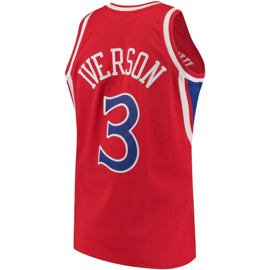 PH.76ers #3 Allen Iverson  1996-97 Hardwood Classics Swingman Jersey - Red Stitched American Basketball Jersey