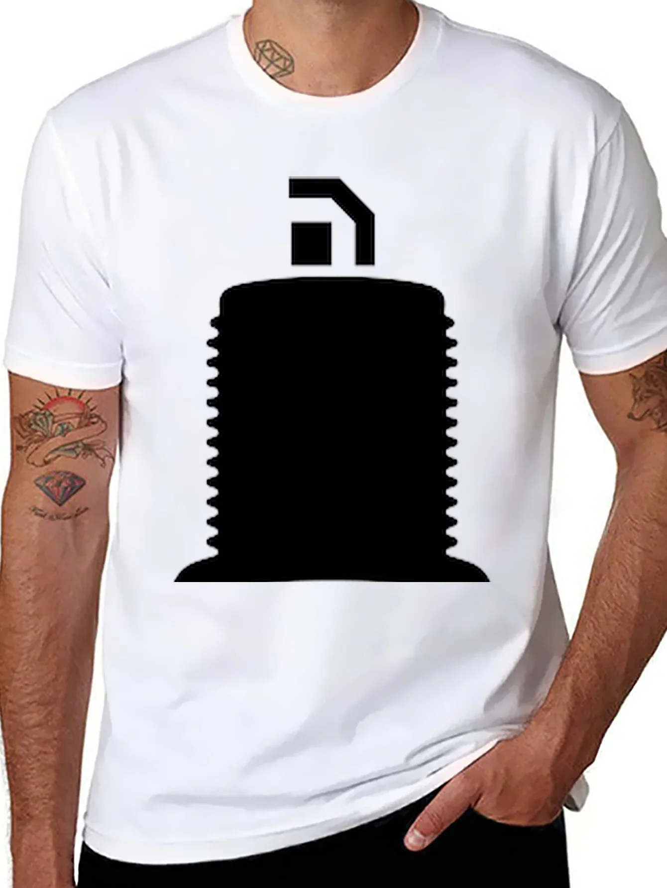 Mens Black Graphic T-Shirt - Abstract Design