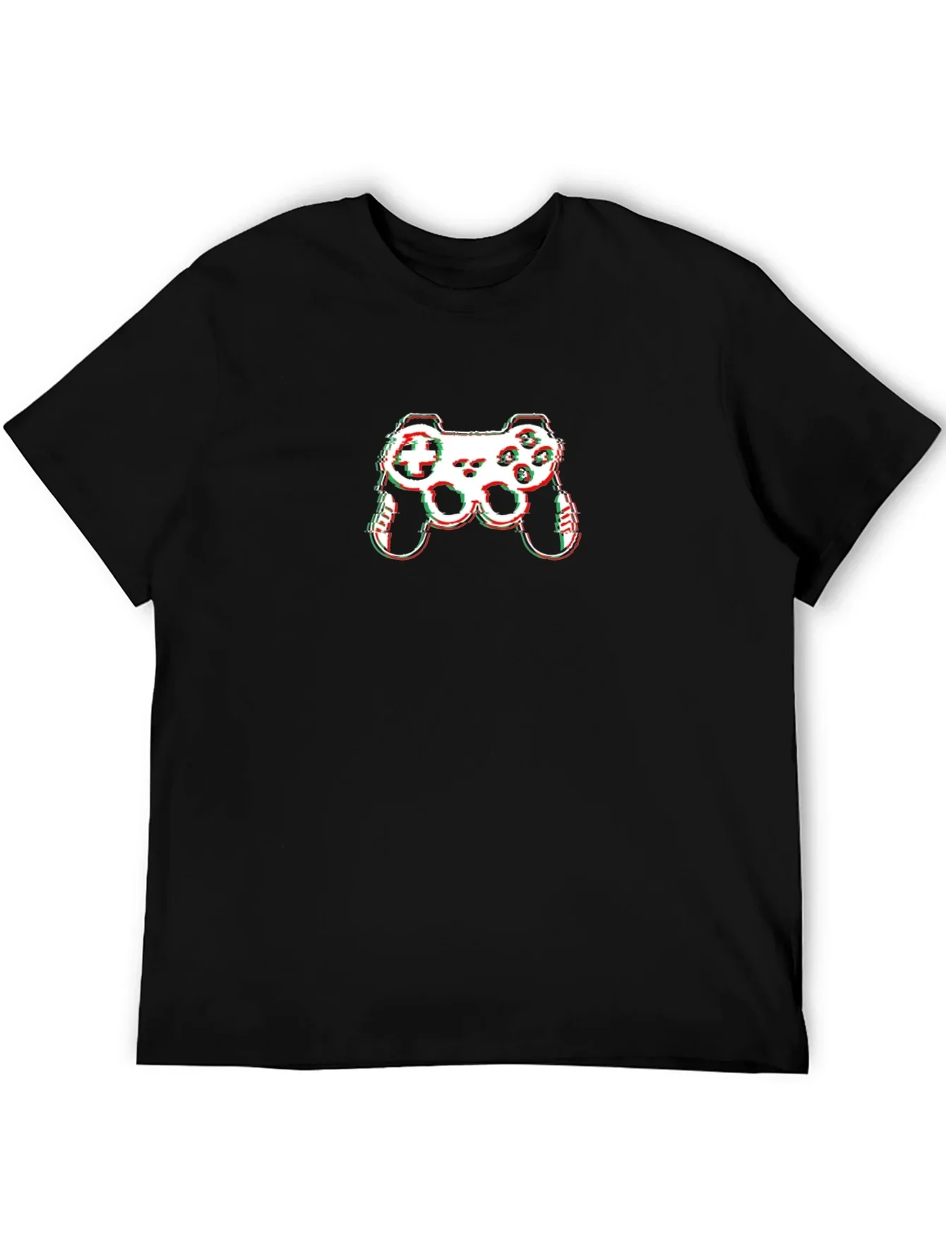 Gamer Glitch Graphic Tee - Black Cotton T-Shirt