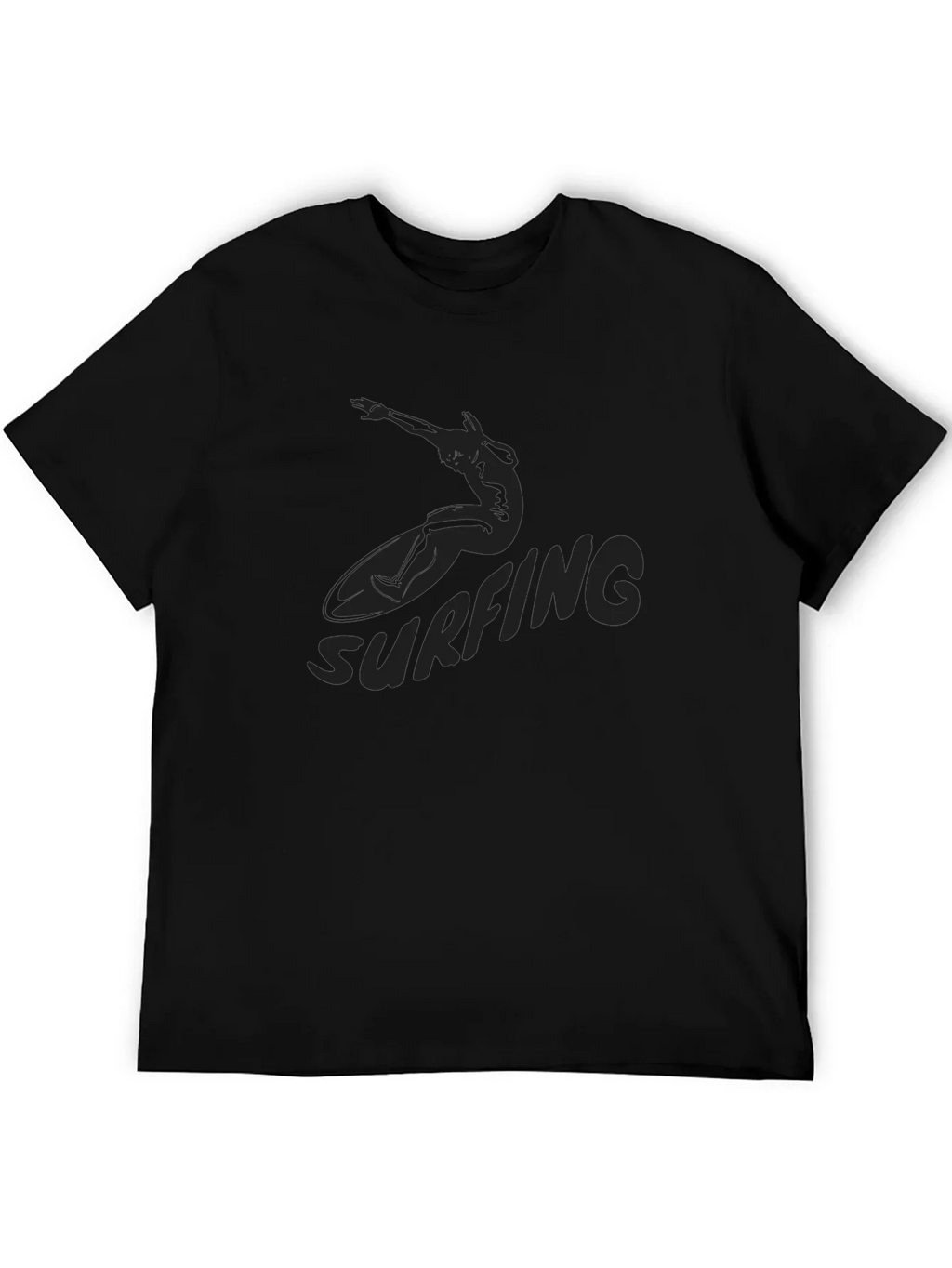 Black Surfing Graphic Tee for Men