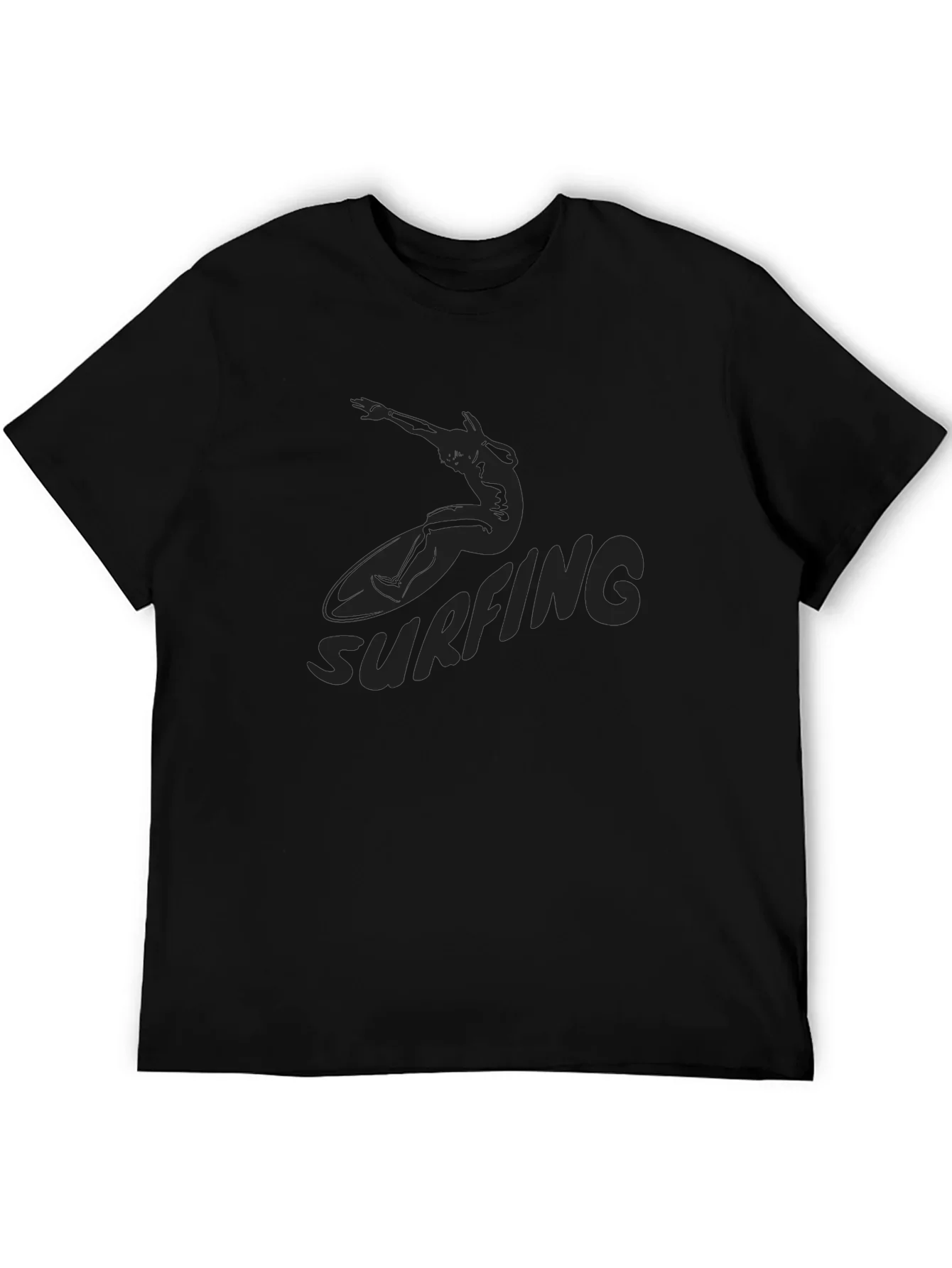 Black Surfing Graphic Tee for Men
