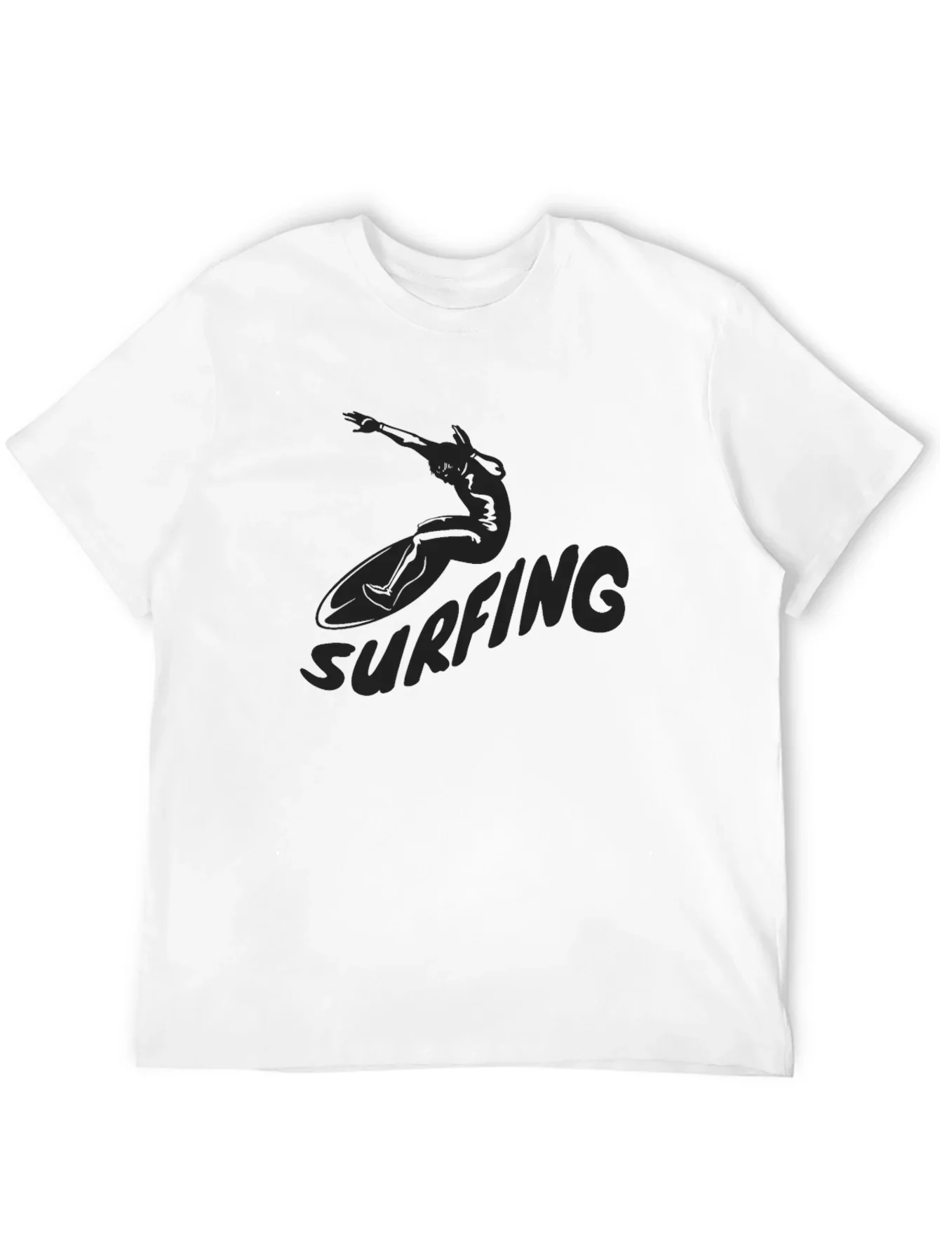 Black Surfing Graphic Tee for Men