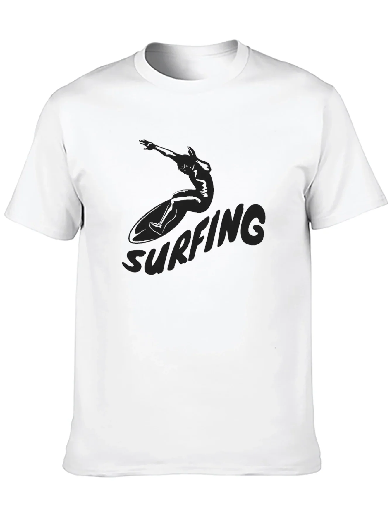 Black Surfing Graphic Tee for Men