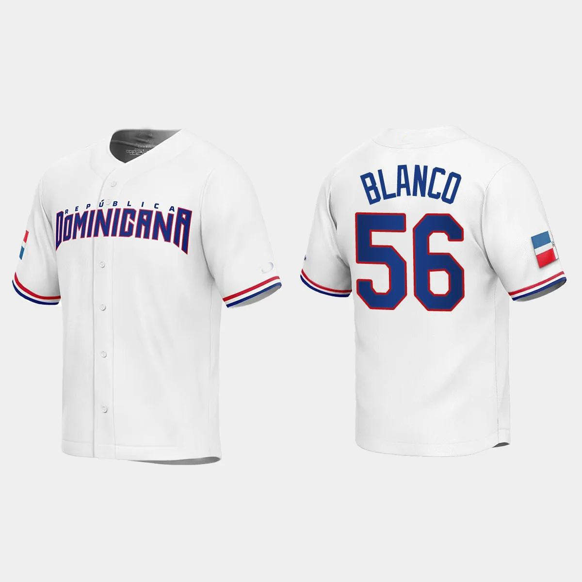 #56 RONEL BLANCO DOMINICAN REPUBLIC BASEBALL 2023 WORLD BASEBALL CLASSIC REPLICA JERSEY ¨C WHITE Stitches Baseball Jerseys
