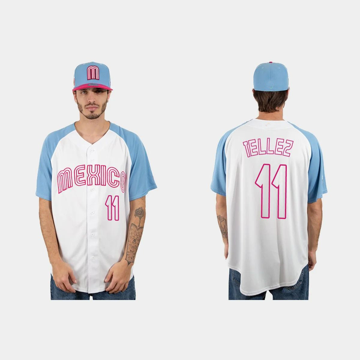 #11 ROWDY TELLEZ MEXICO BASEBALL 2023 WORLD BASEBALL CLASSIC JERSEY ¨C WHITE BLUE Stitches Baseball Jerseys