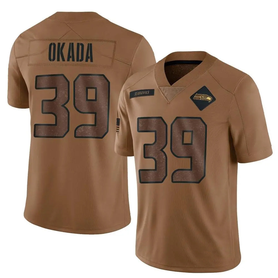 S.Seahawks #39 Ty Okada Player Brown Salute To Service Limited Football Jerseys