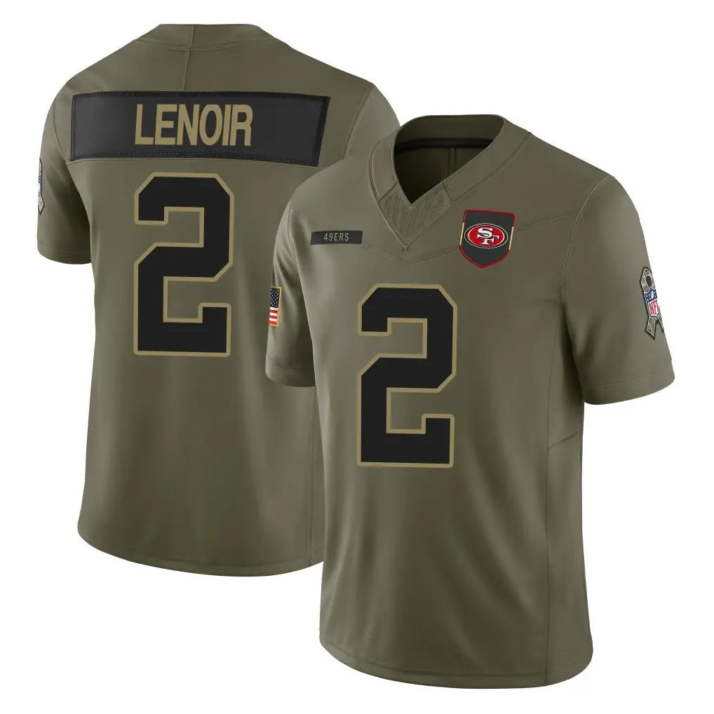 SF.49ers #2 Deommodore Lenoir Player Salute To Service Limited Olive Football Jerseys