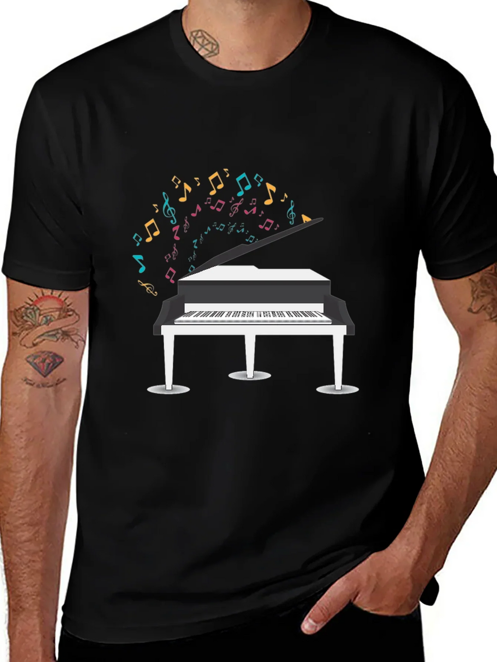 Piano Music Notes Graphic T-Shirt