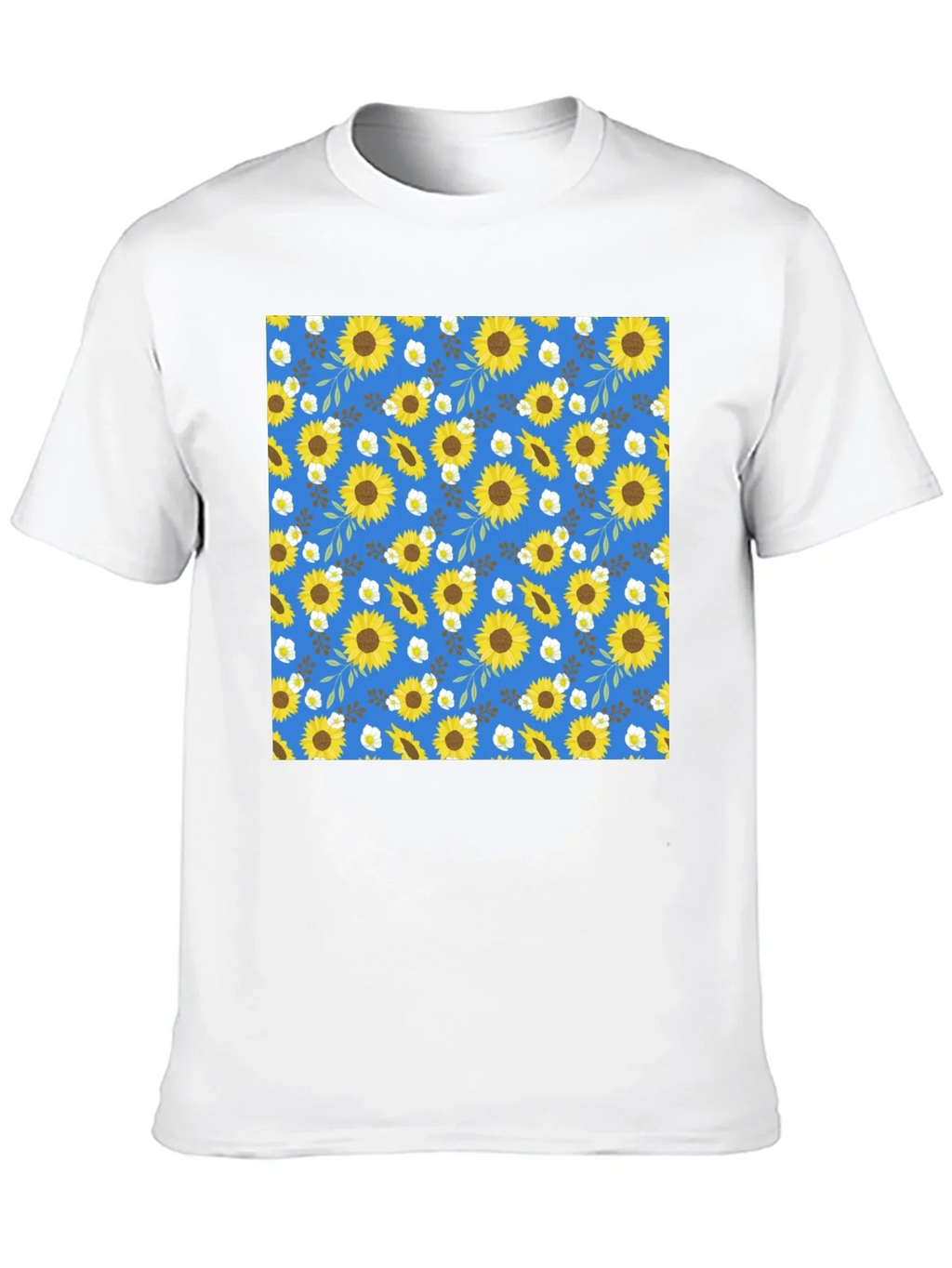 Sunflower Pattern Black T-Shirt